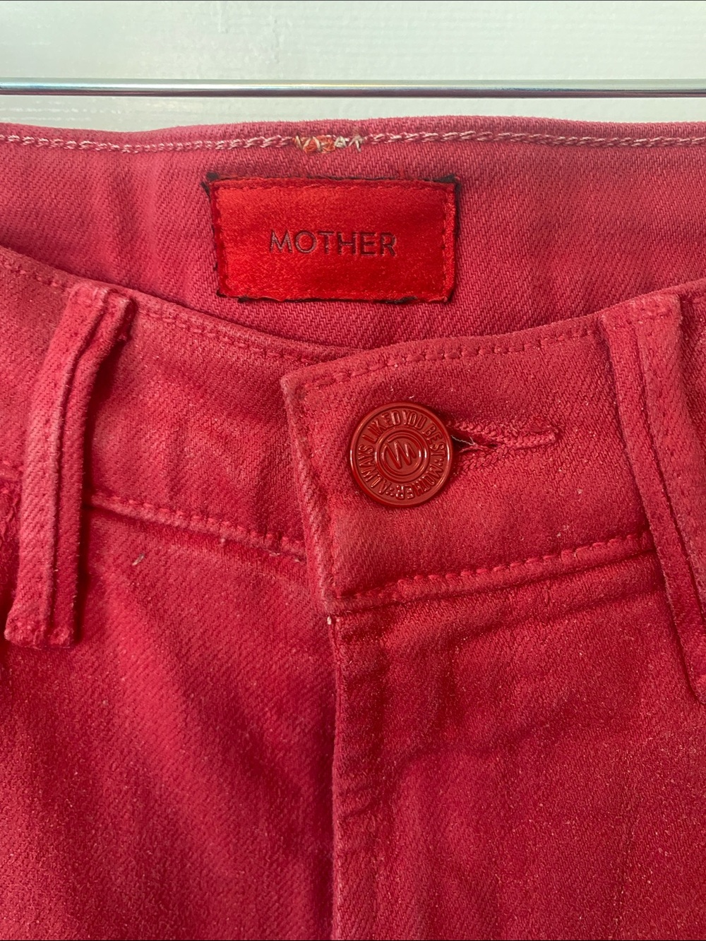 MOTHER The Hustler Ankle Fray Red Women's Jeans Never a Dull Moment - Picture 2 of 6